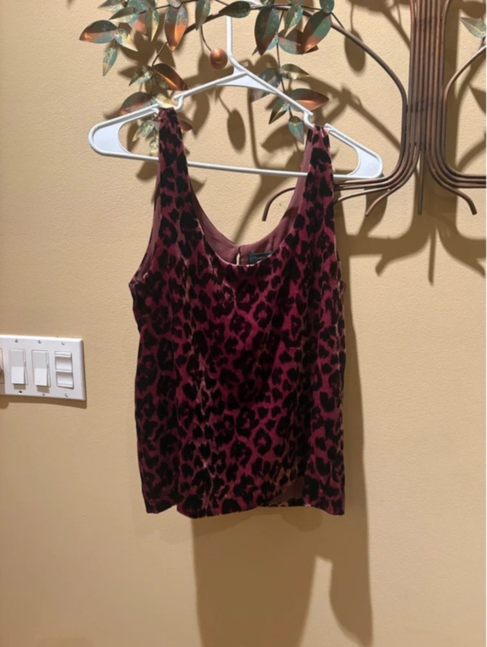 J.Crew Always Leopard Print Velvet Tank Top Burgundy Black Women’s Size 2